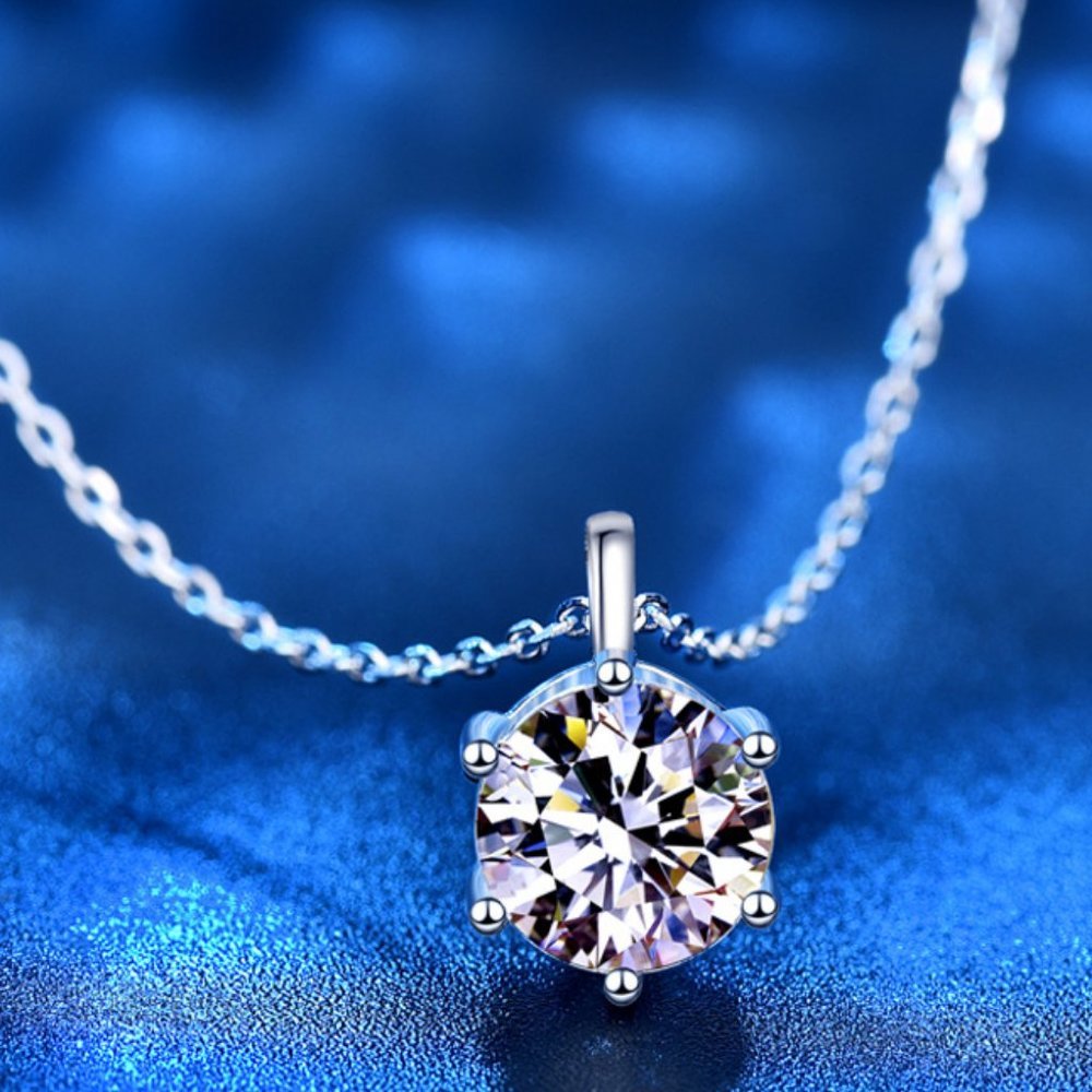 Certified 2ct. t.w. Diamond Moissanite Solitaire Necklace NEW